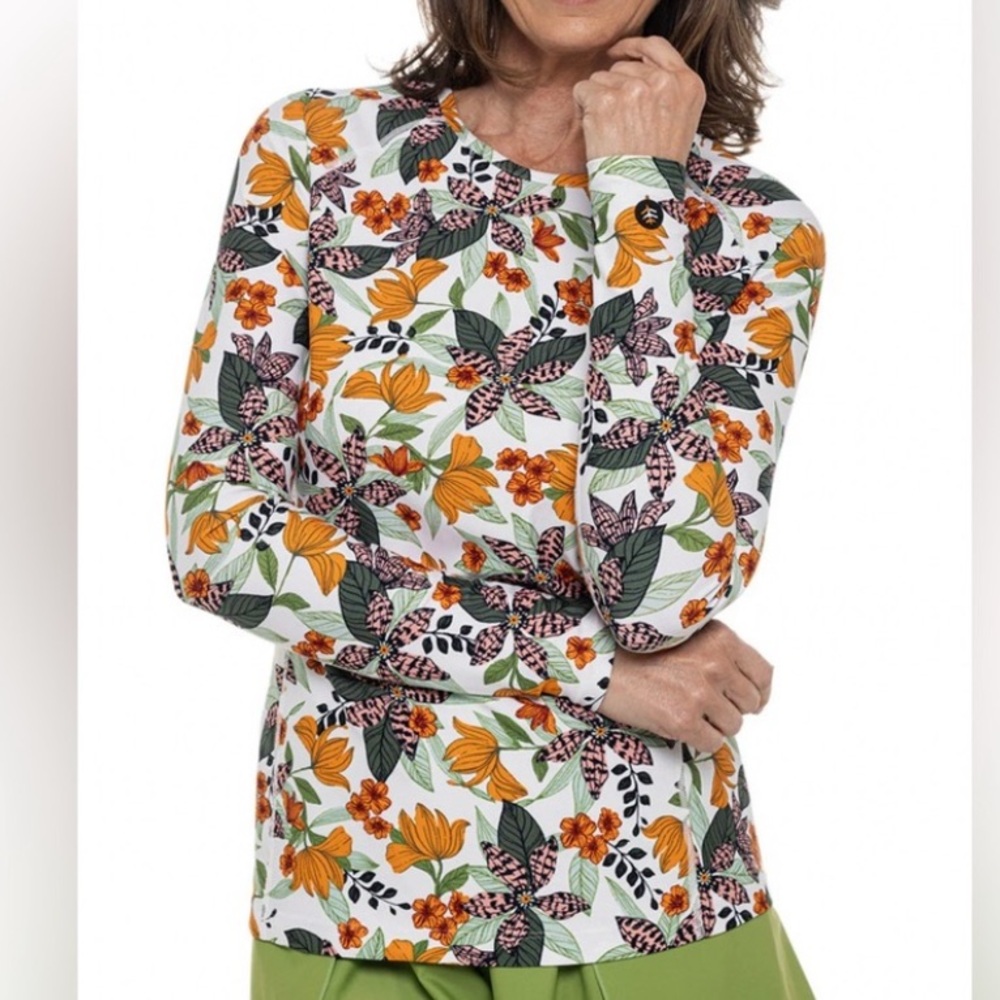 NWT COOLIBAR Hightide Long Sleeve Swim Shirt in Floral Paradise